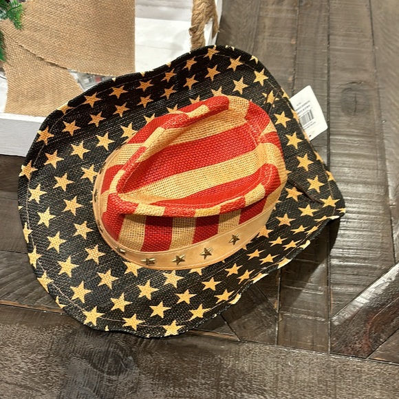 Goldcoast Sunwear patriotic Western Cowboy Hat American Flag Star Studded Brim - Picture 2 of 7